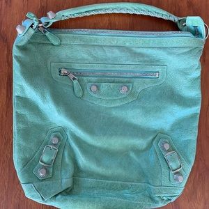 Auth Balenciaga silver hardware hobo bag